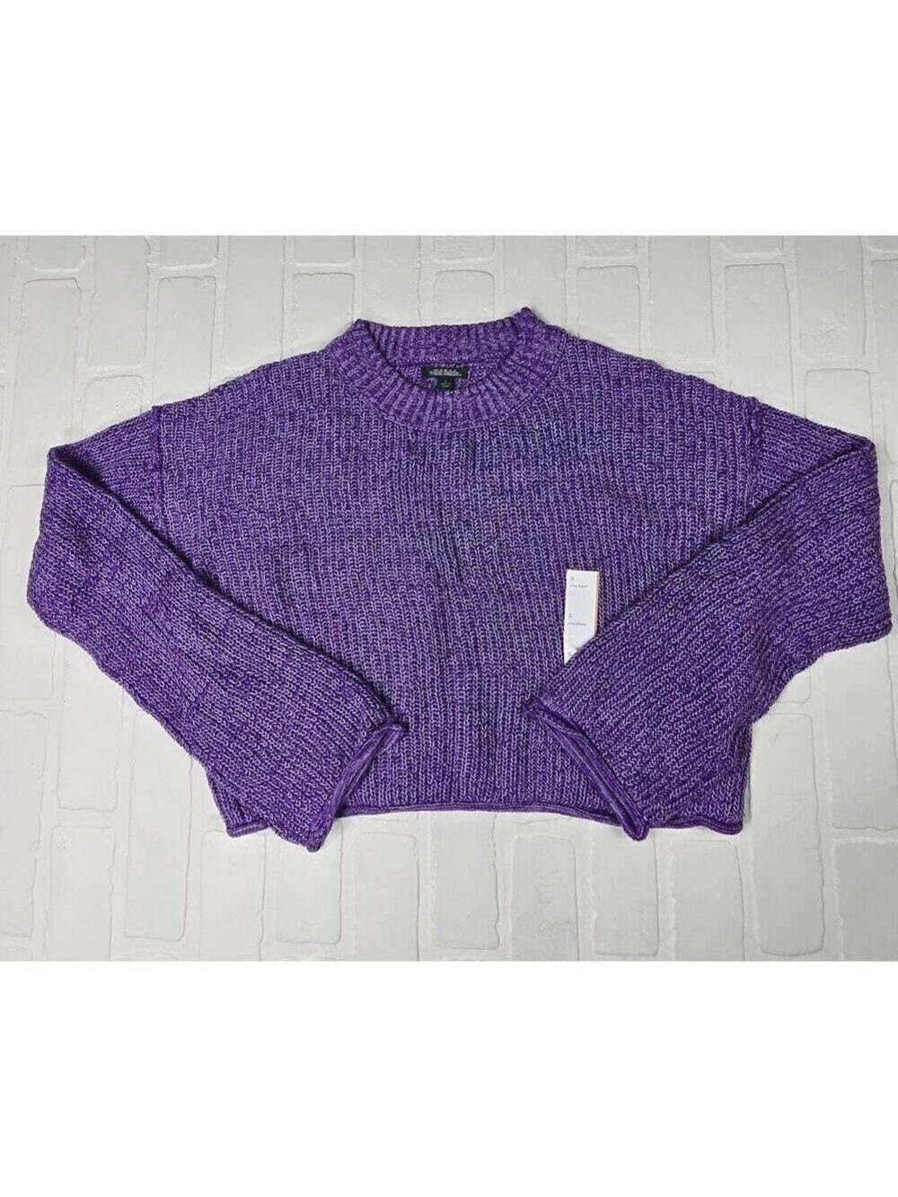 Wild Fable Purple Cropped Mock Collared Sweater Small